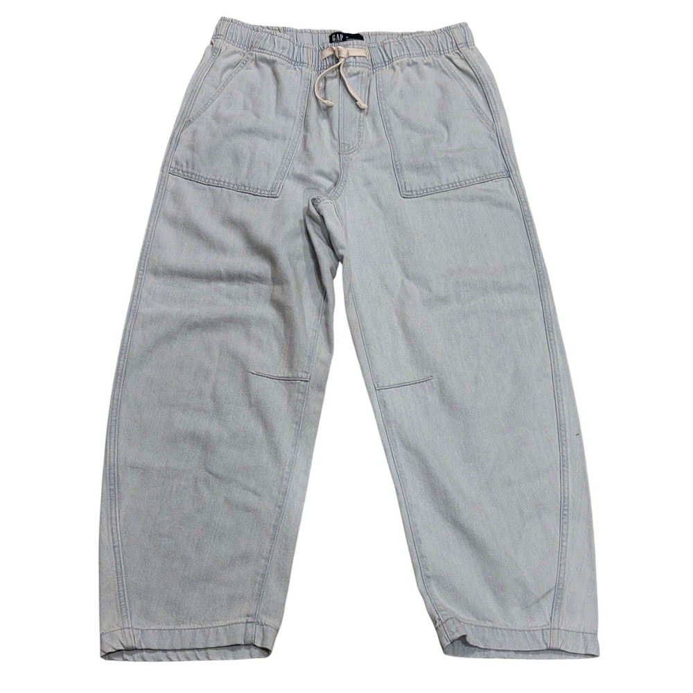 Gap Denim Supersoft Pull-On Barrel Jeans Light Wash Elastic Stretch Easy Medium